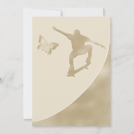 Elegante Champagne Twins Quince Skater Butterfly Einladung (Rückseite)