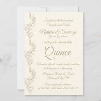 Elegante Champagne Twins Quince Skater Butterfly Einladung