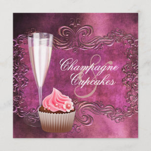 Elegante Champagne- und Cupcake-Brautparty Einladung