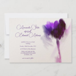Elegante Champagne Violet Tulip Foto Hochzeit Einladung
