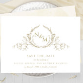 Elegante Champagne Watercolor Monogram Save The Date