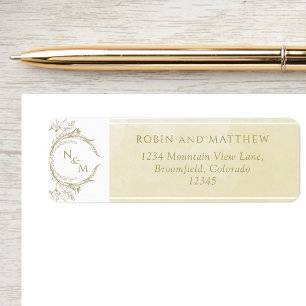 Elegante Champagne Watercolor Monogram Wedding