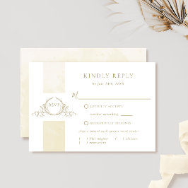 Elegante Champagne Watercolor Wedding Monogram UAW RSVP Karte