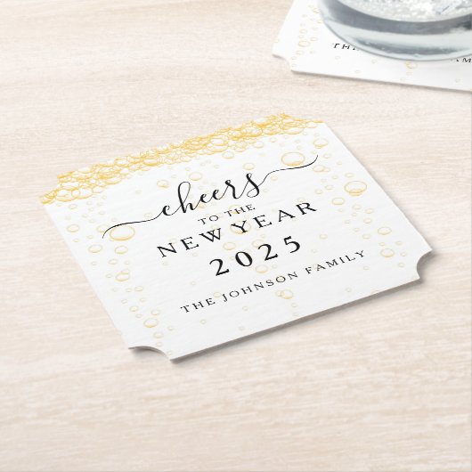 Elegante Champagner-Blasen Silvester Untersetzer (angewinkelt)