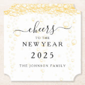 Elegante Champagner-Blasen Silvester Untersetzer (Vorderseite)