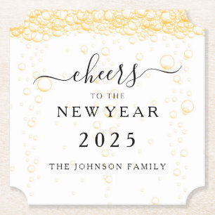 Elegante Champagner-Blasen Silvester Untersetzer