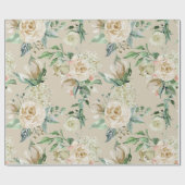 Elegante Champagner Cream Botanische Hochzeit mit  Geschenkpapier (Flach)