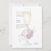 Elegante Champagner Glass Pink Floral Wedding Einladung (Vorderseite)