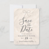 Elegante Champagner-Perlen-Schleife Benutzerdefini Save The Date (Vorderseite)