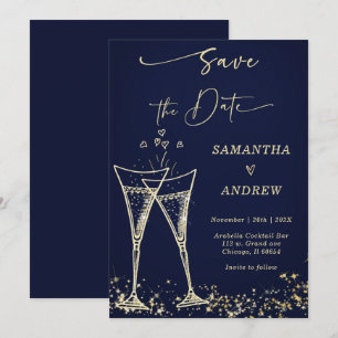 Elegante Champagner Save-the-Date-Hochzeit Einladung