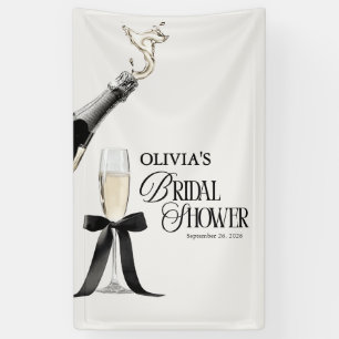 Elegante Champagner-Schwarz-Weiß-Brautjunggesellin Banner