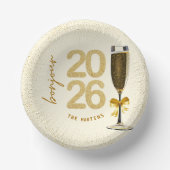 Elegante Champagner Silvester Papierplatte Pappteller (Vorderseite)