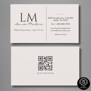 Elegante Champagner Taupe Monogramm Signatur Visitenkarte