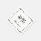Elegante Champagner Toast Hand Drawn Doodle Weddin Serviette (Ecke)