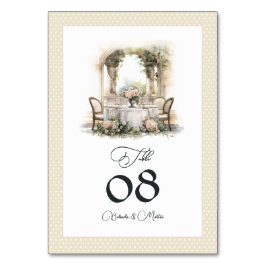 Elegante Champagner- und Blush-Hochzeit "Old Money Tischnummer