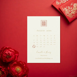 Elegante Champagner- und Gold-Doppelglück-Hochzeit Save The Date