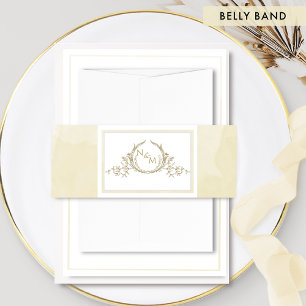 Elegante Champagner Wasserfarbe, Monogram Wedding Einladungsbanderole