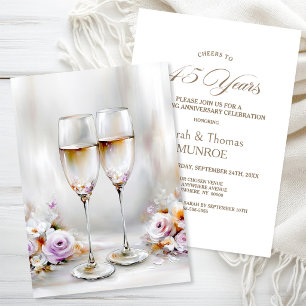 Elegante Champagnergläser 45. Hochzeitstag Einladung