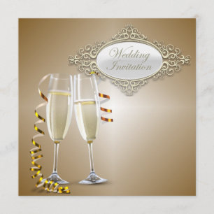 Elegante Champagnergläser Hochzeits-Einladung Einladung