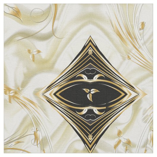 Elegante Champane Silk & Gold abstrakte Blume Fabr Stoff (Nahaufnahme)