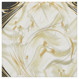 Elegante Champane Silk & Gold abstrakte Blume Stoff