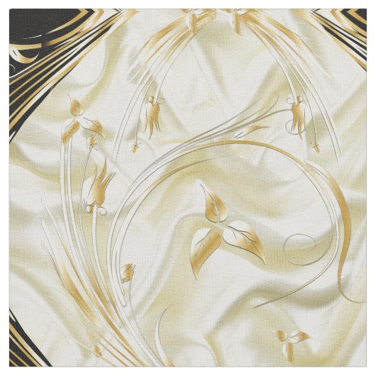 Elegante Champane Silk & Gold abstrakte Blume Stoff (Nahaufnahme)