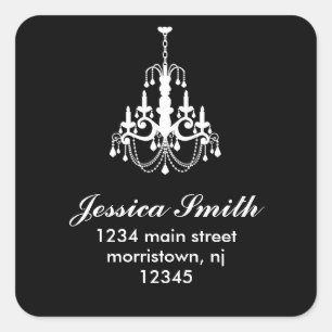 Elegante Chandelier Address Labels Quadratischer Aufkleber