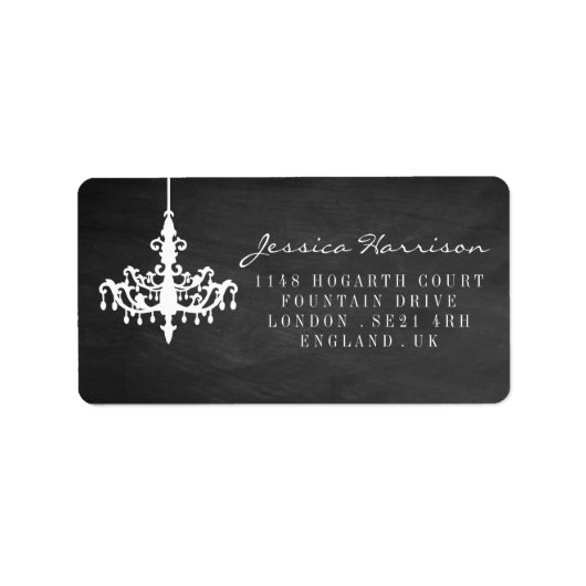 Elegante Chandelier Chalkboard Wedding Collection Adressaufkleber (Vorne)