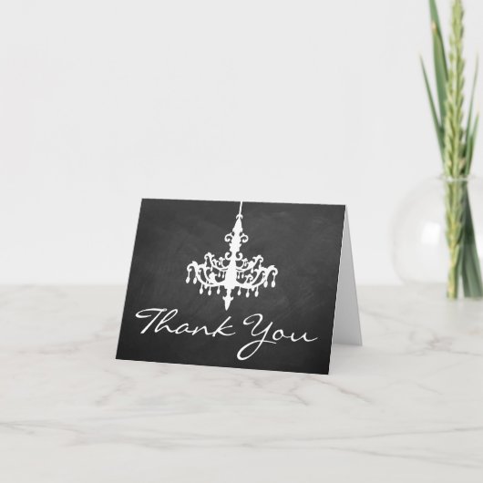Elegante Chandelier Chalkboard Wedding Collection Dankeskarte (Vorderseite)