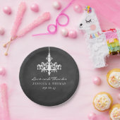 Elegante Chandelier Chalkboard Wedding Collection Pappteller (Party)