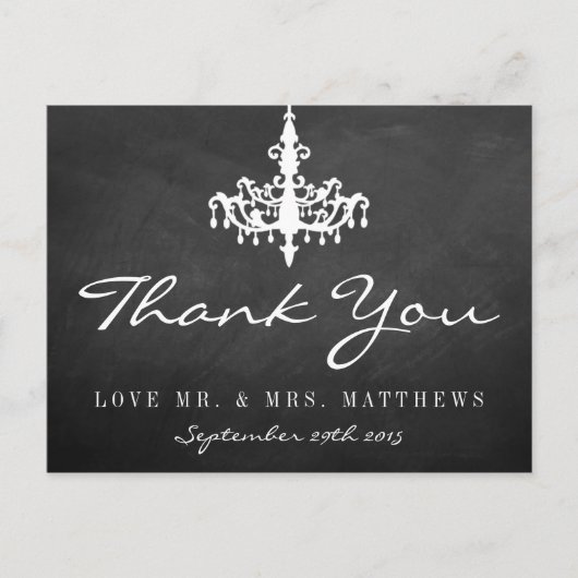 Elegante Chandelier Chalkboard Wedding Collection Postkarte (Vorderseite)