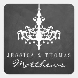 Elegante Chandelier Chalkboard Wedding Collection Quadratischer Aufkleber