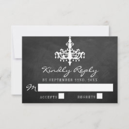 Elegante Chandelier Chalkboard Wedding Collection RSVP Karte