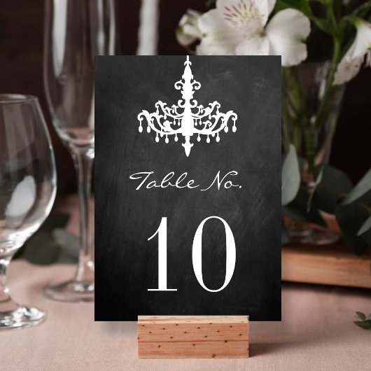 Elegante Chandelier Chalkboard Wedding Collection Tischnummer