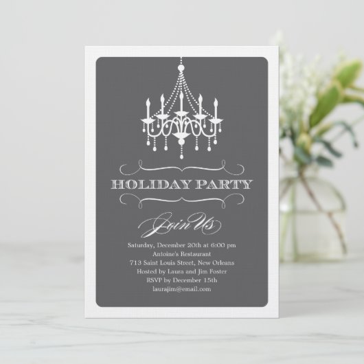 Elegante Chandelier-Feier Einladung (Stehend Vorderseite)