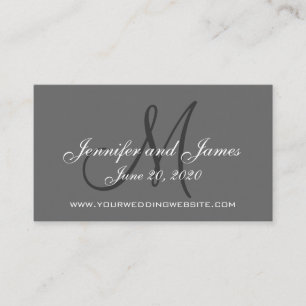 Elegante Charcoal Gray Wedding Website Card Begleitkarte