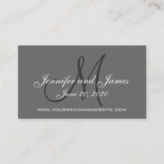 Elegante Charcoal Gray Wedding Website Card Begleitkarte (Vorderseite)