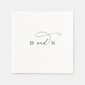 Elegante Charm Black and White Monogram Wedding Serviette (Vorderseite)