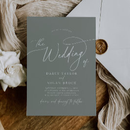 Elegante Charm Dark Sage Hochzeit Einladungen