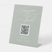 Elegante Charm Green QR Code Honeymoon Fund Sign Sockelschild (Vorderseite)