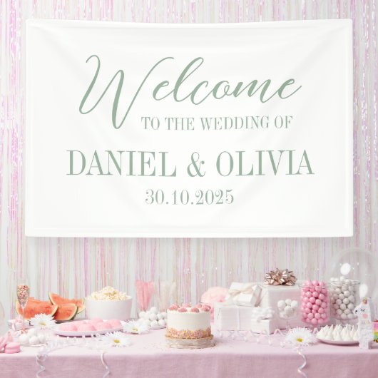 Elegante Charm Green Wildblume Wed Seating Charts Banner (Party)