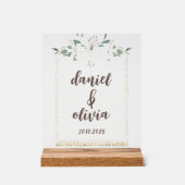 Elegante Charm Green Wildblume Wedding Acrylschild (Vorderseite)