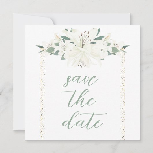 Elegante Charm Green Wildblume Wedding Save The Date (Vorderseite)