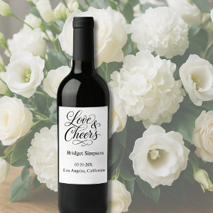 Elegante Charm Liebe und Cheers Weinetikett