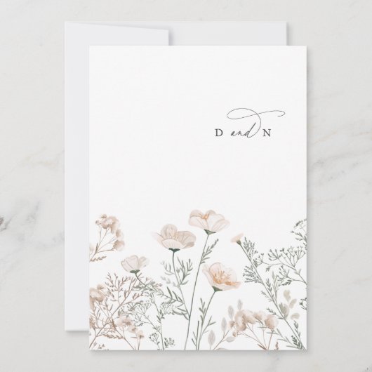 Elegante Charm Monogram Green Wildblume Wedding Einladung (Rückseite)