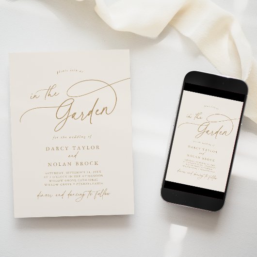 Elegante Charm Monogram Ivory Wildblume Wedding Einladung