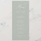 Elegante Charm Sage Green Wedding Menu Cards Menükarte (Vorderseite)