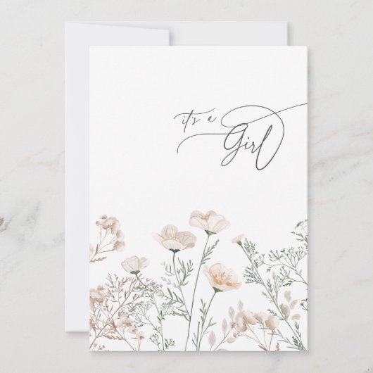 Elegante Charm Sage Green Wildblume Babydusche Einladung (Rückseite)