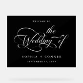 Elegante Charm Script Wedding Welcome Black Acrylschild (Vorderseite)