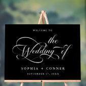 Elegante Charm Script Wedding Welcome Black Acrylschild (Neutral)